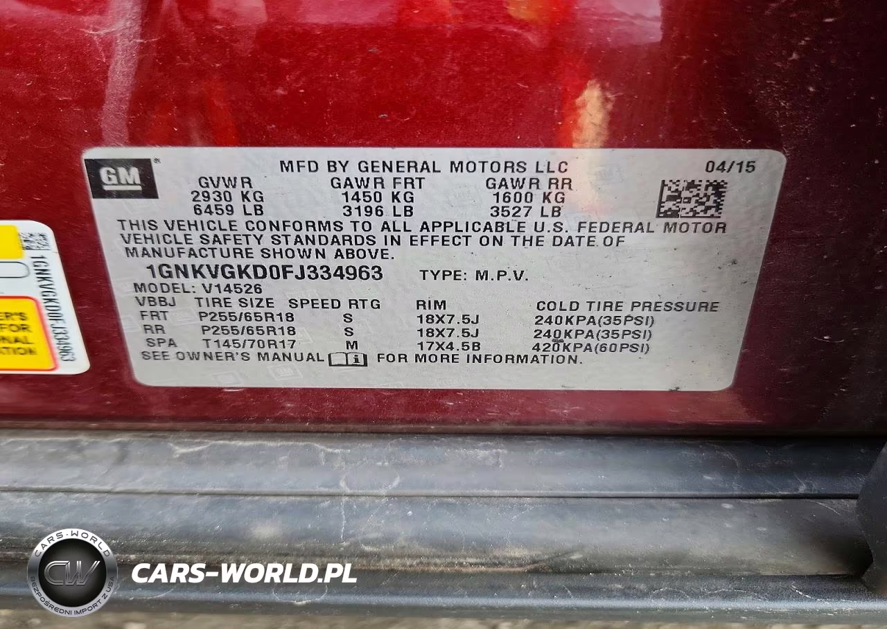 2015 Chevrolet Traverse Lt VIN:1GNKVGKD0FJ334963 - 14