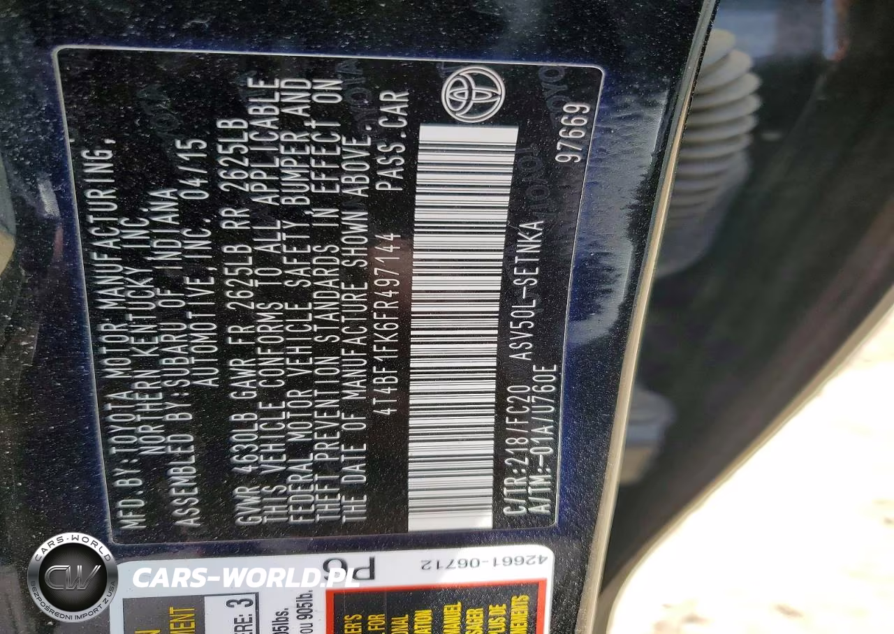 2015 Toyota Camry Le VIN:4T4BF1FK6FR497144 - 12