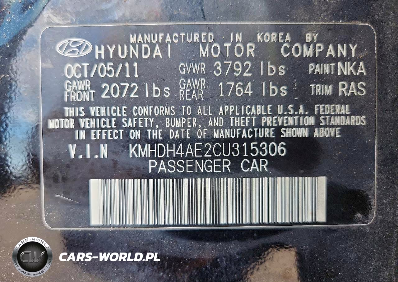 2012 Hyundai Elantra Gls VIN:KMHDH4AE2CU315306 - 12