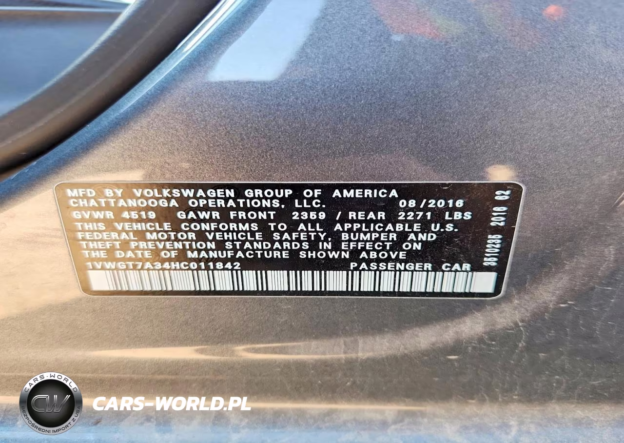2017 Volkswagen Passat Se VIN:1VWGT7A34HC011842 - 13