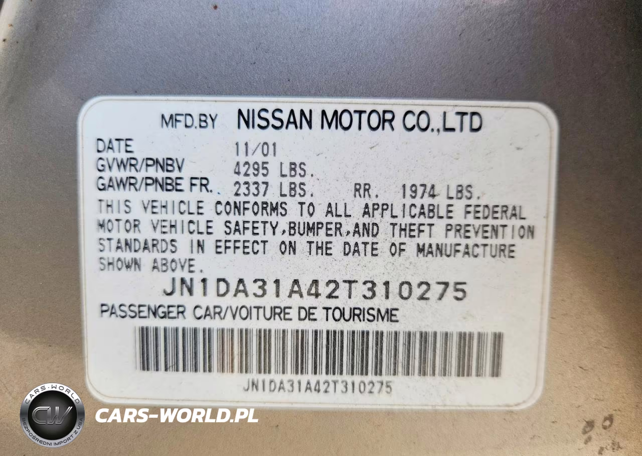 2002 Nissan Maxima Gxe VIN:JN1DA31A42T310275 - 12