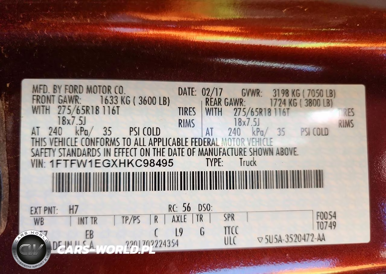 2017 Ford F150 Supercrew VIN:1FTFW1EGXHKC98495 - 13