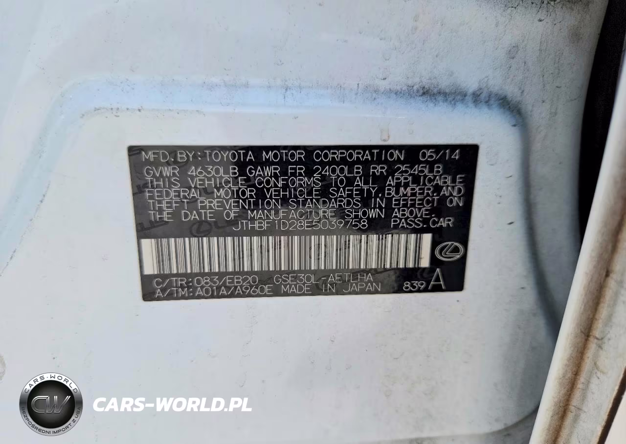 2014 Lexus Is 250 VIN:JTHBF1D28E5039758 - 12