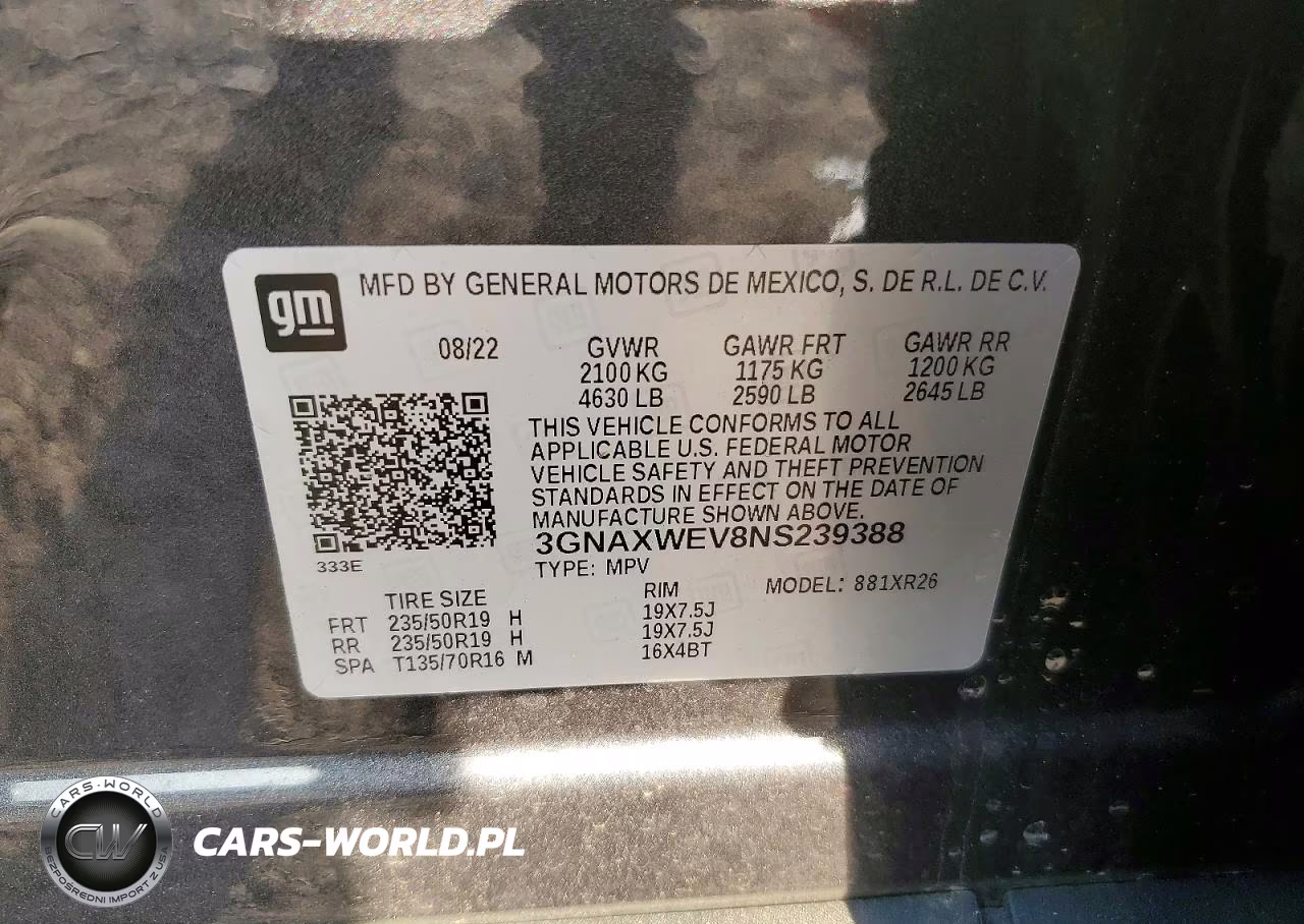 2022 Chevrolet Equinox Rs VIN:3GNAXWEV8NS239388 - 14