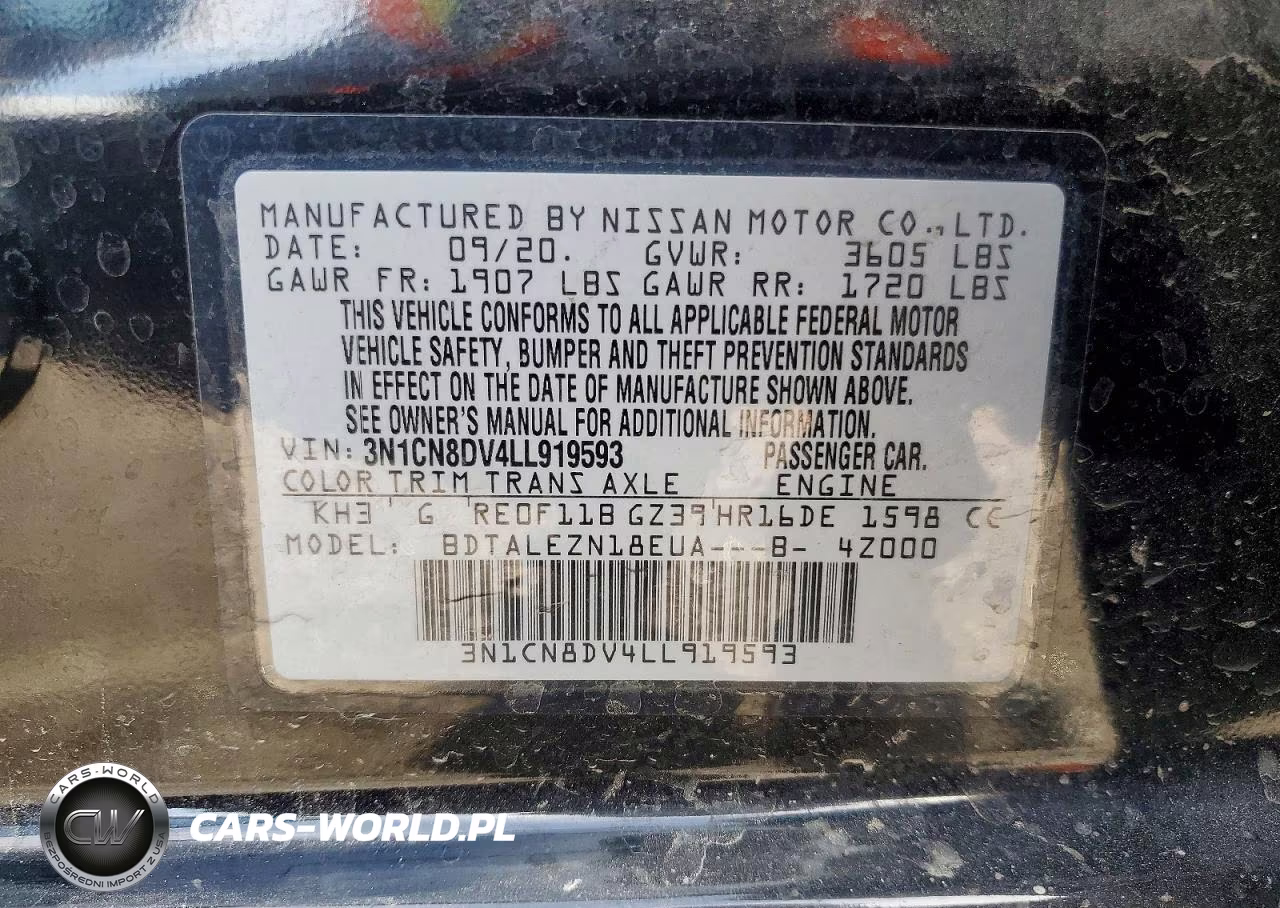 2020 Nissan Versa S VIN:3N1CN8DV4LL919593 - 12