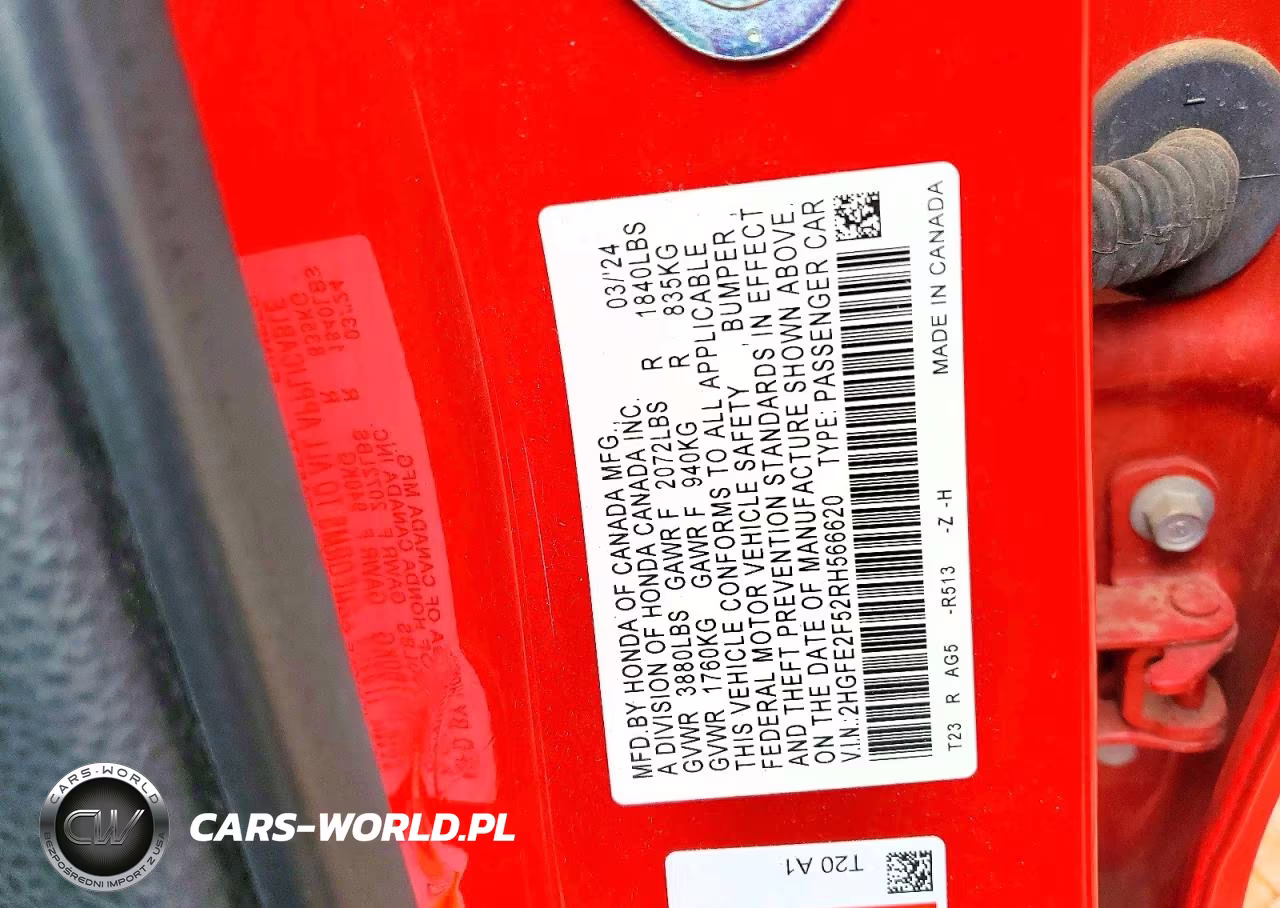 2024 Honda Civic Sport VIN:2HGFE2F52RH566620 - 12