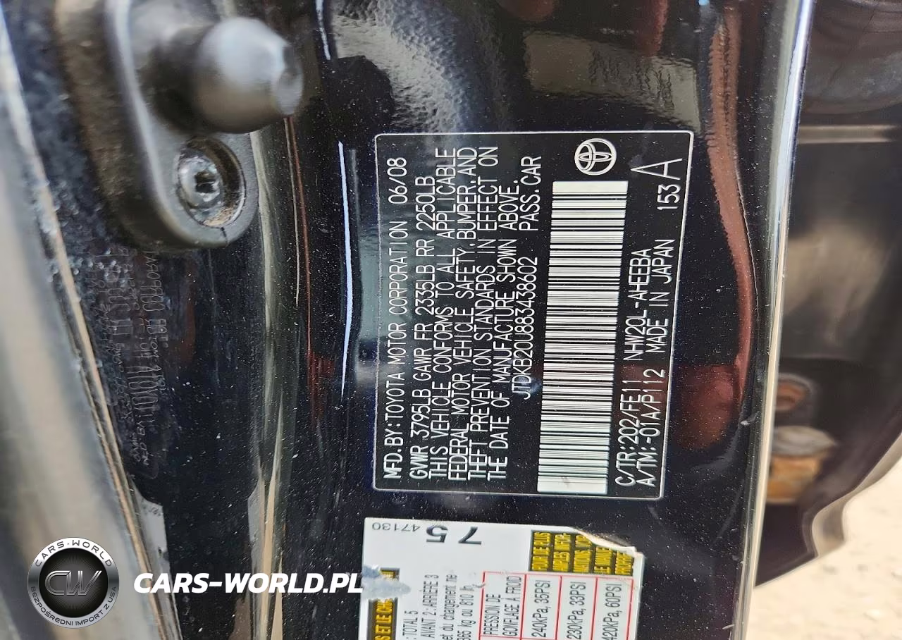 2008 Toyota Prius Base VIN:JTDKB20U883438602 - 12
