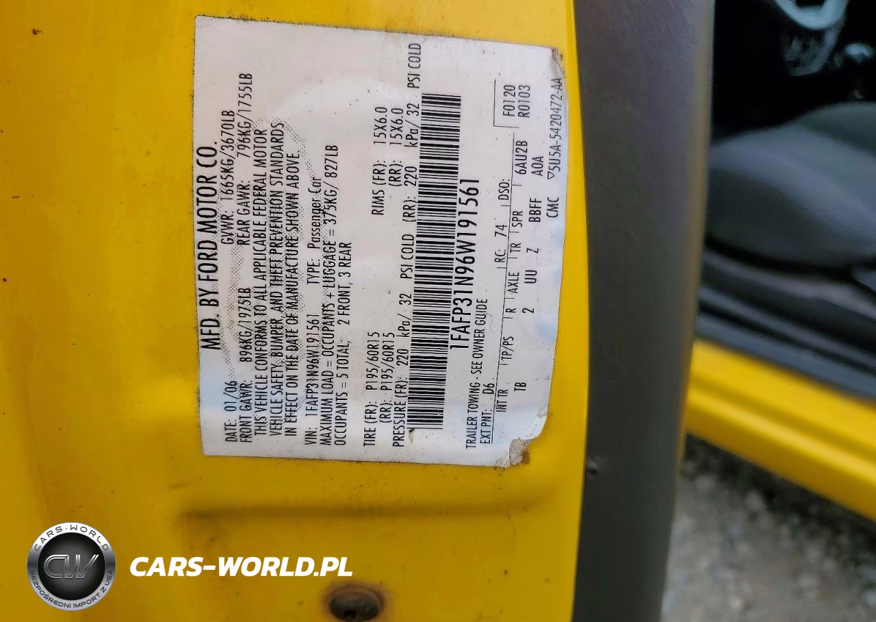 2006 Ford Focus Zx3 VIN:1FAFP31N96W191561 - 12
