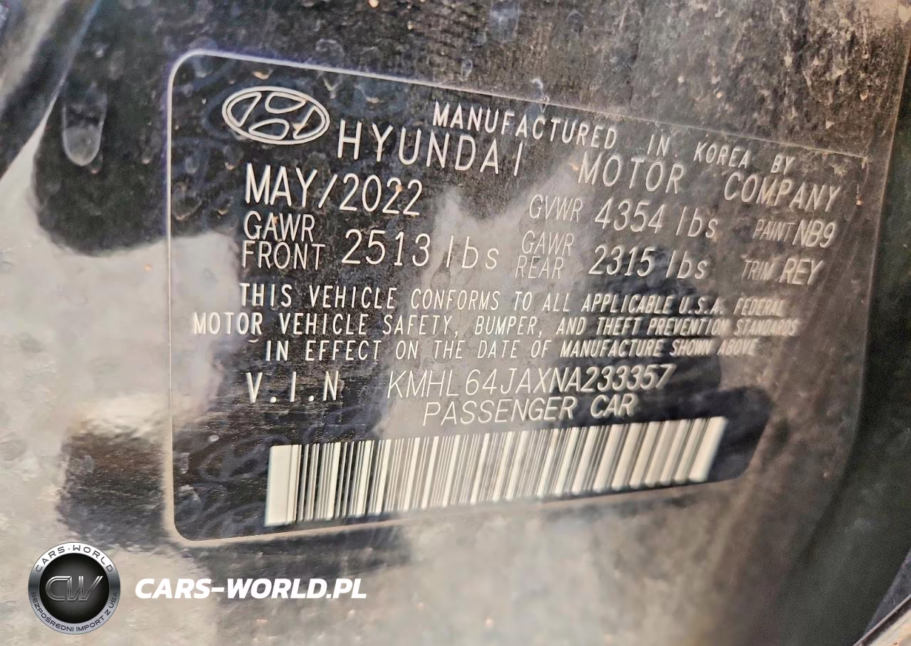 2022 Hyundai Sonata Sel VIN:KMHL64JAXNA233357 - 12