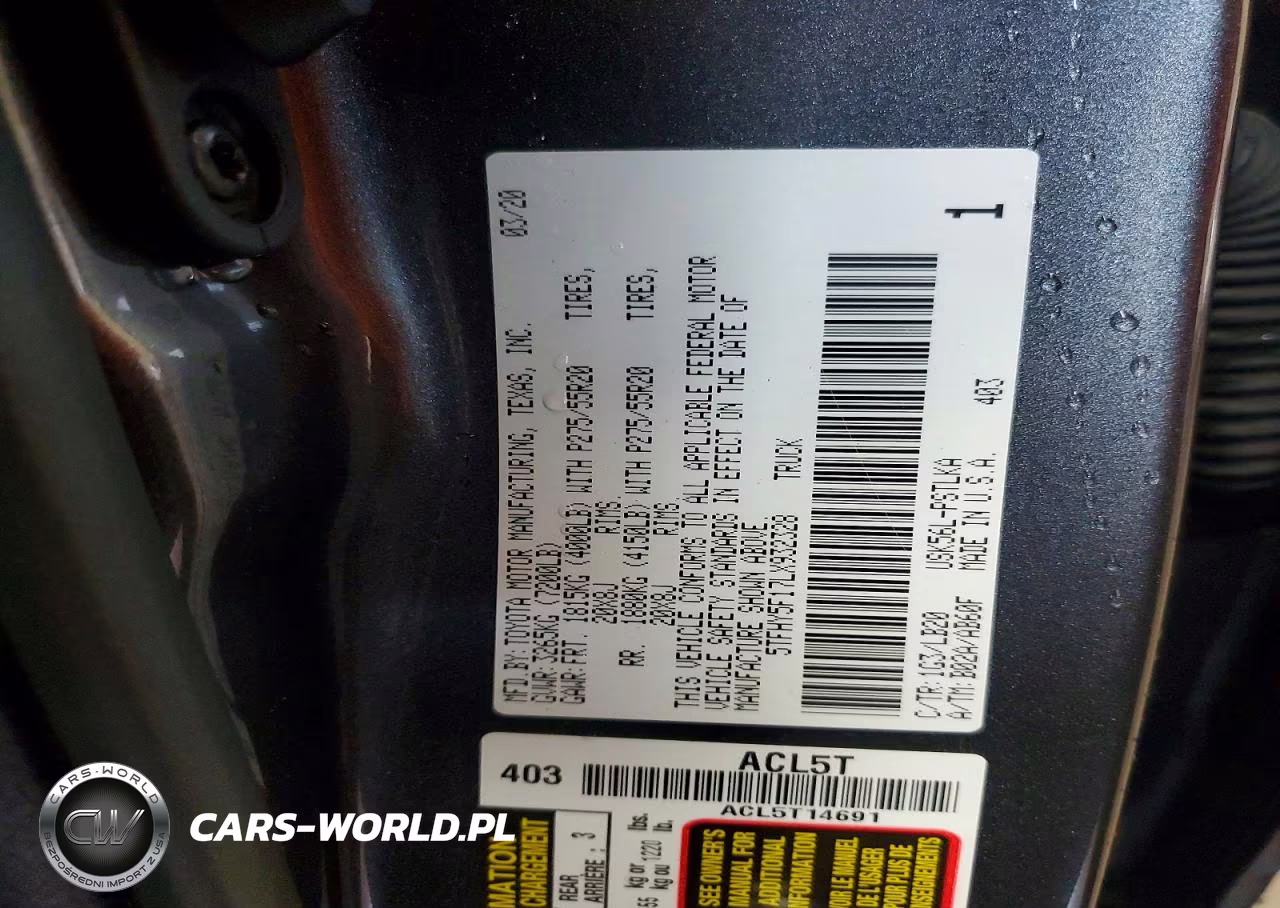 2020 Toyota Tundra Crewmax Limited VIN:5TFHY5F17LX932328 - 12