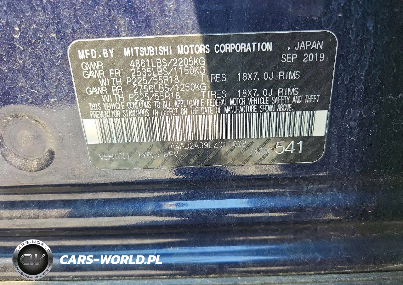 2020 Mitsubishi Outlander Es VIN:JA4AD2A39LZ011098 - 13
