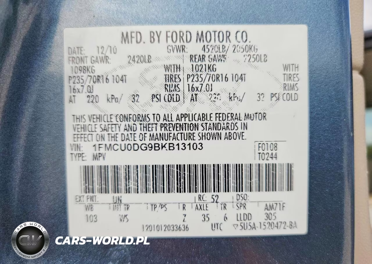 2011 Ford Escape Xlt VIN:1FMCU0DG9BKB13103 - 13