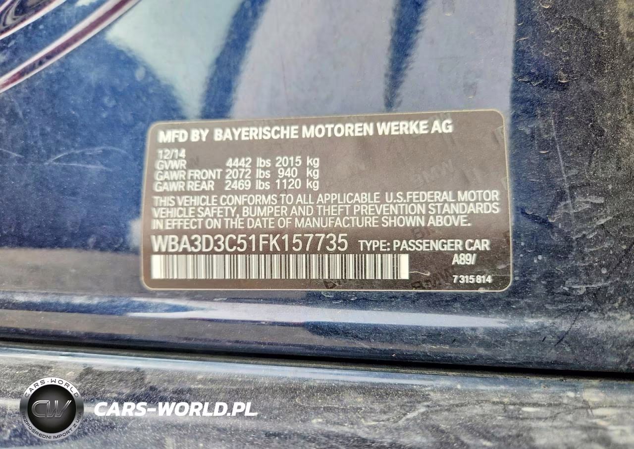 2015 BMW 328 D VIN:WBA3D3C51FK157735 - 13