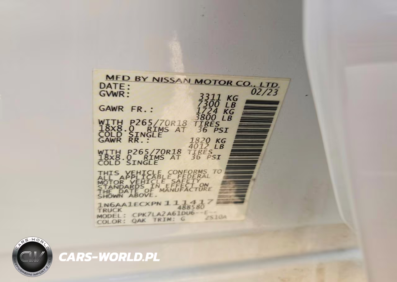 2023 Nissan Titan S VIN:1N6AA1ECXPN111417 - 12