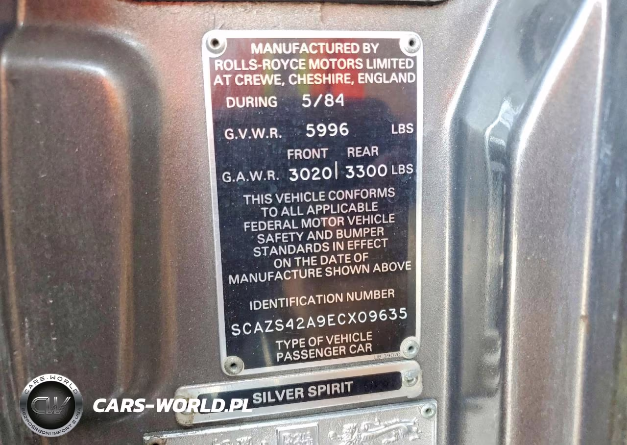 1984 Rolls-Royce Silver Spirit VIN:SCAZS42A9ECX09635 - 12