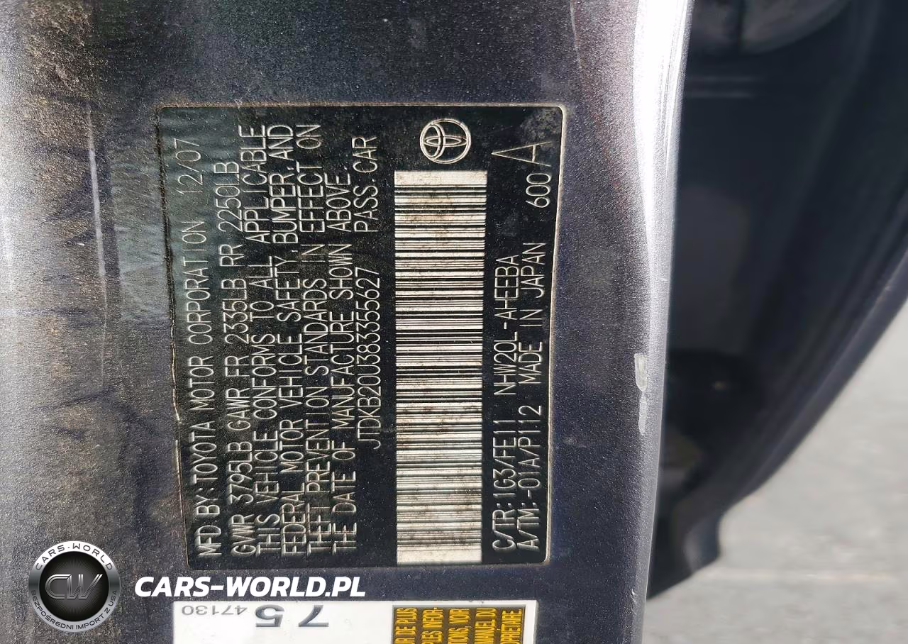 2008 Toyota Prius Base VIN:JTDKB20U383355627 - 12