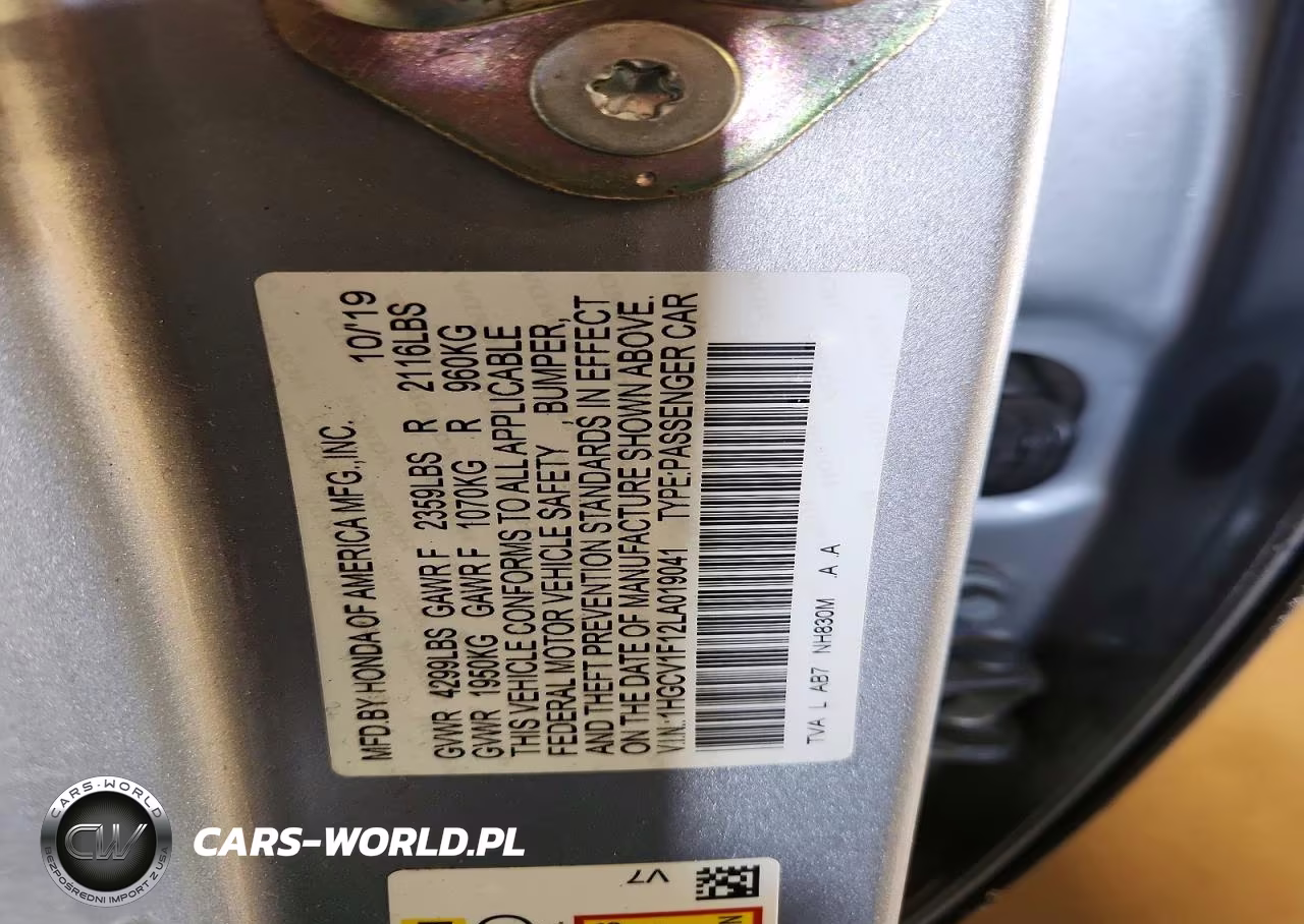 2020 Honda Accord Lx VIN:1HGCV1F12LA019041 - 12