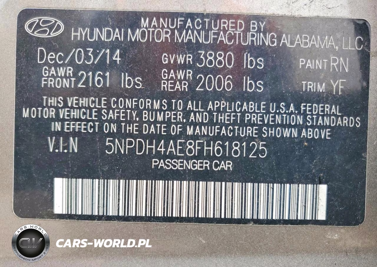 2015 Hyundai Elantra Se VIN:5NPDH4AE8FH618125 - 12
