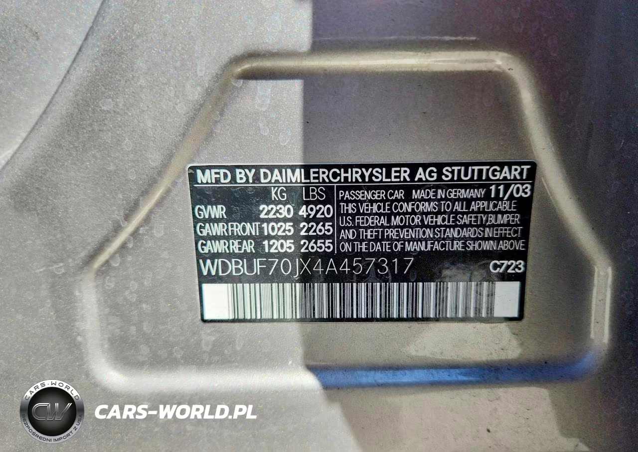 2004 Mercedes-Benz E 500 VIN:WDBUF70JX4A457317 - 13