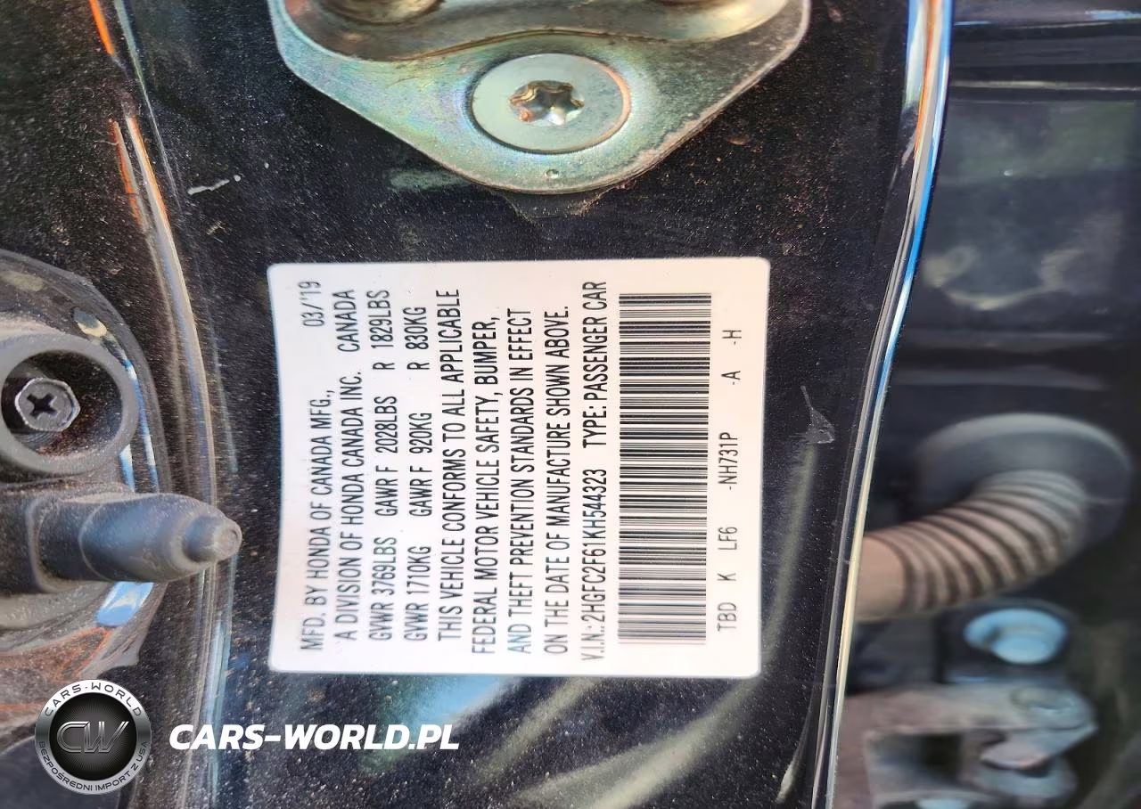 2019 Honda Civic Lx VIN:2HGFC2F61KH544323 - 12