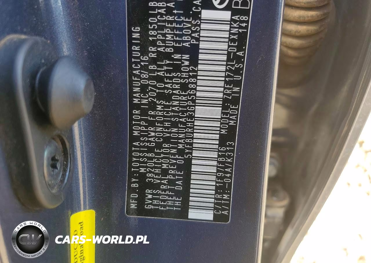 2016 Toyota Corolla Le VIN:5YFBURHE3GP568812 - 12