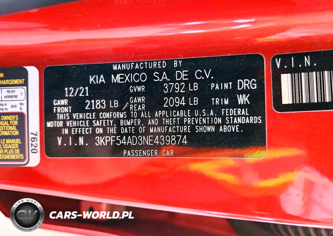 2022 Kia Forte Gt Line VIN:3KPF54AD3NE439874 - 12