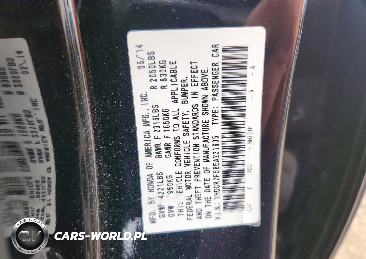 2014 Honda Accord Sport VIN:1HGCR2F58EA231605 - 12