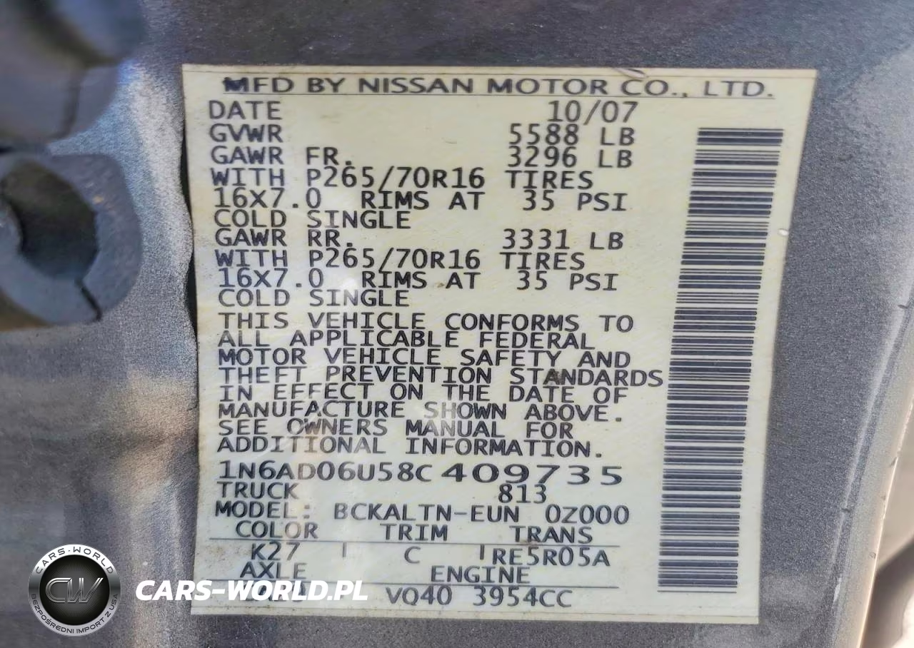2008 Nissan Frontier Se V6 VIN:1N6AD06U58C409735 - 12