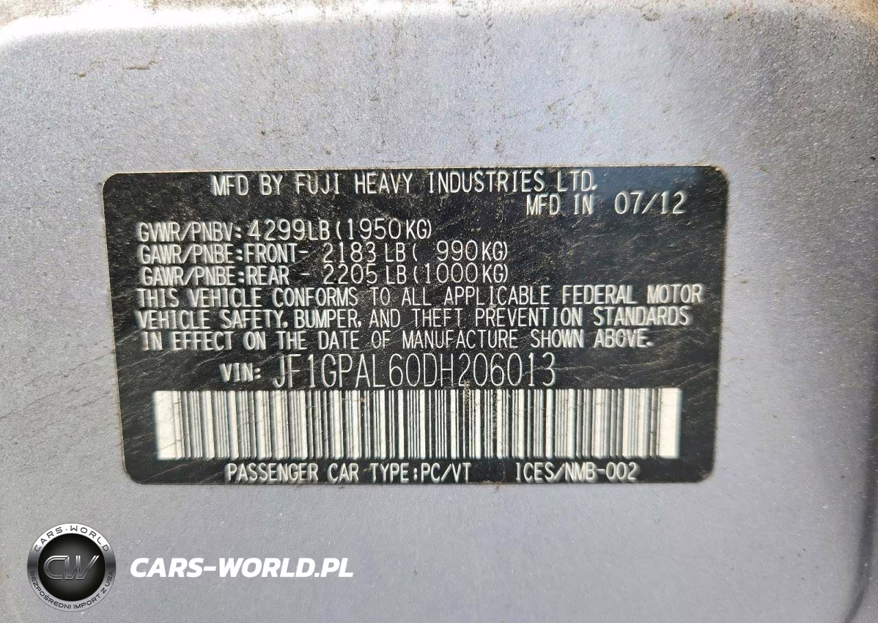 2013 Subaru Impreza Sport Premium VIN:JF1GPAL60DH206013 - 12