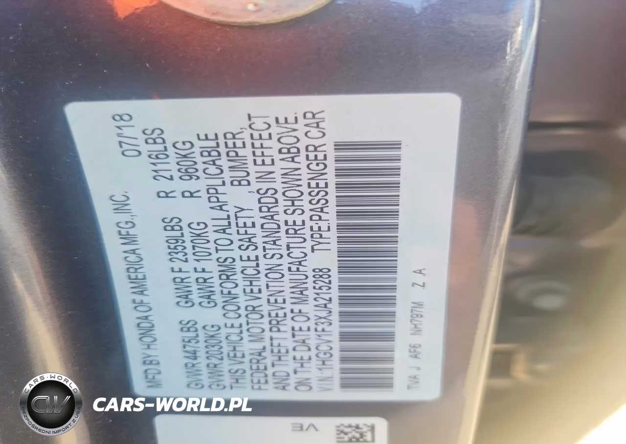 2018 Honda Accord Sport VIN:1HGCV1F3XJA215288 - 12