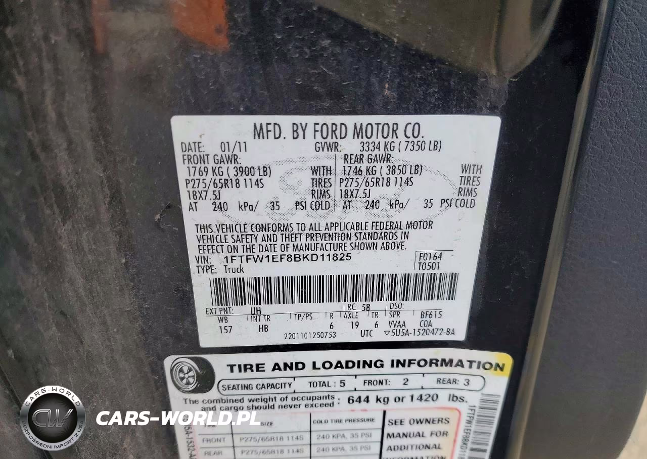 2011 Ford F150 Supercrew VIN:1FTFW1EF8BKD11825 - 12