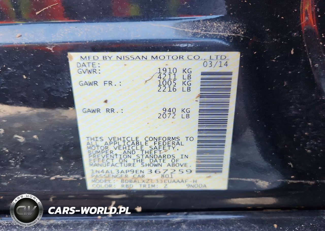 2014 Nissan Altima 2.5 Sl VIN:1N4AL3AP9EN367259 - 12