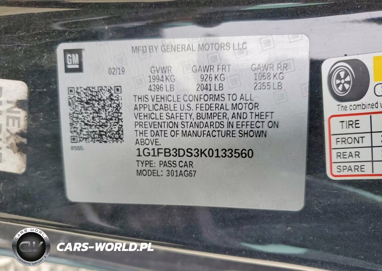 2019 Chevrolet Camaro Ls VIN:1G1FB3DS3K0133560 - 12