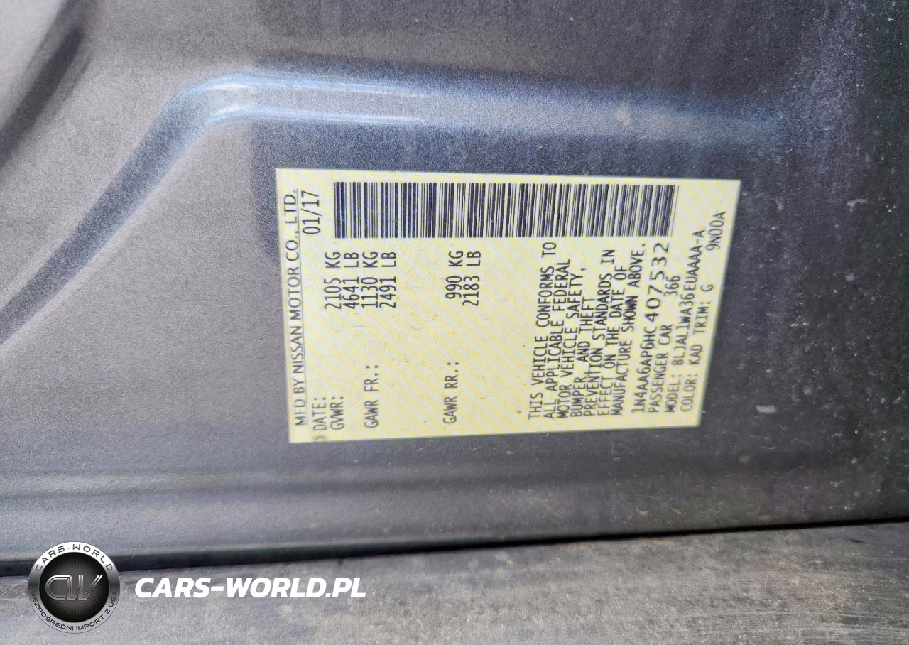 2017 Nissan Maxima 3.5 Sr VIN:1N4AA6AP6HC407532 - 12