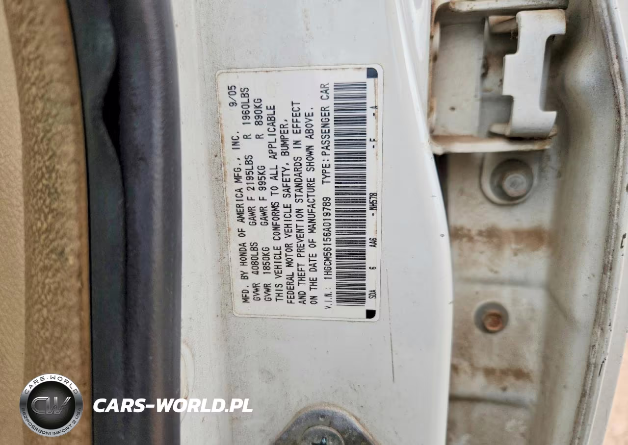 2006 Honda Accord Value VIN:1HGCM56156A019789 - 13