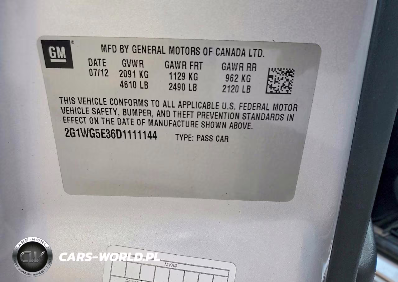 2013 Chevrolet Impala Lt VIN:2G1WG5E36D1111144 - 12