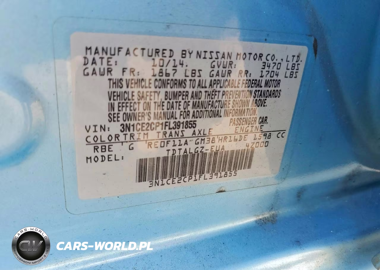2015 Nissan Versa Note Sr VIN:3N1CE2CP1FL391855 - 12