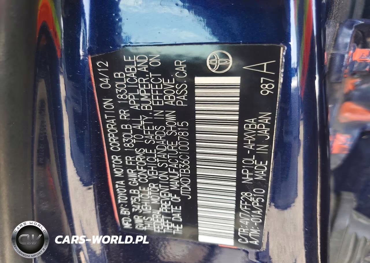 2012 Toyota Prius C Two VIN:JTDKDTB36C1007815 - 12