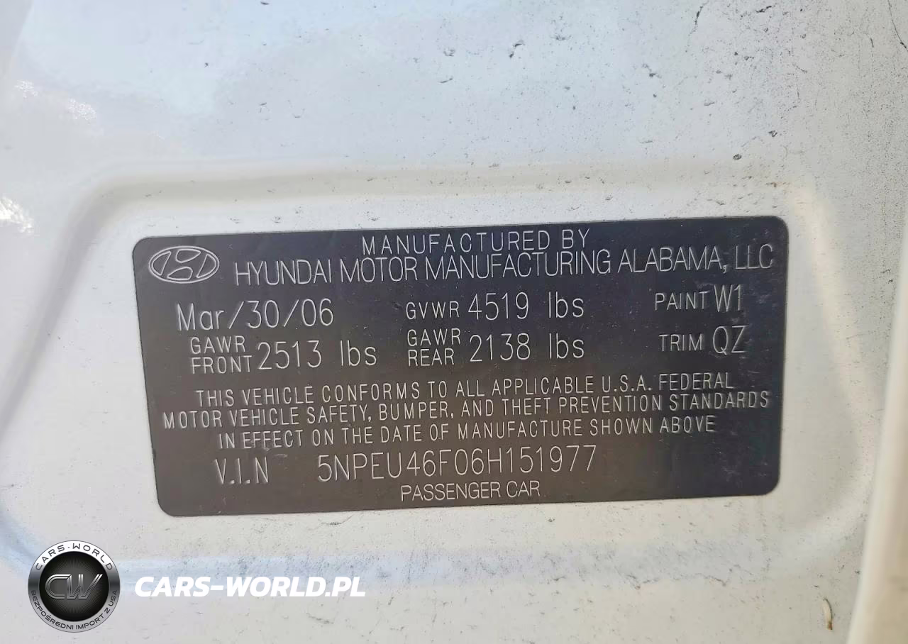 2006 Hyundai Sonata Gls V6 VIN:5NPEU46F06H151977 - 12