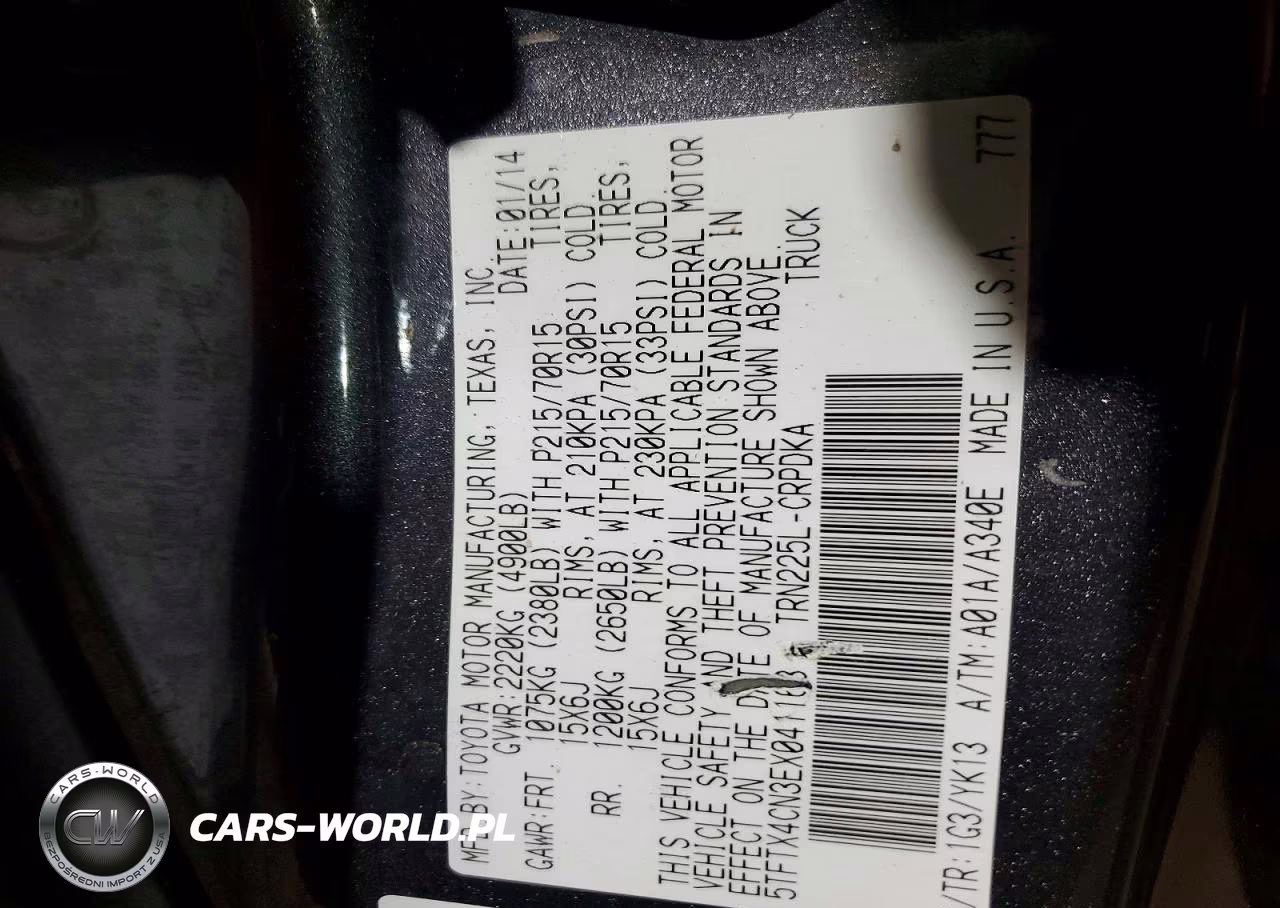 2014 Toyota Tacoma Base VIN:5TFTX4CN3EX041163 - 12