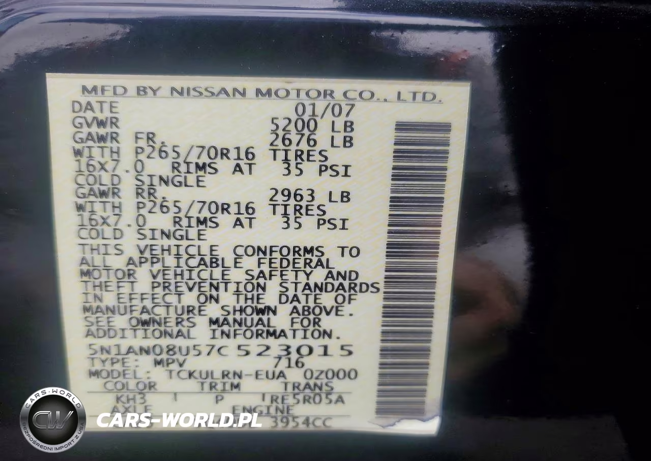 2007 Nissan Xterra X VIN:5N1AN08U57C523015 - 13
