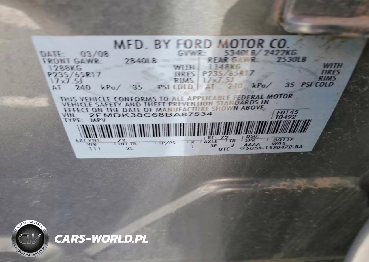 2008 Ford Edge Sel VIN:2FMDK38C68BA87534 - 12