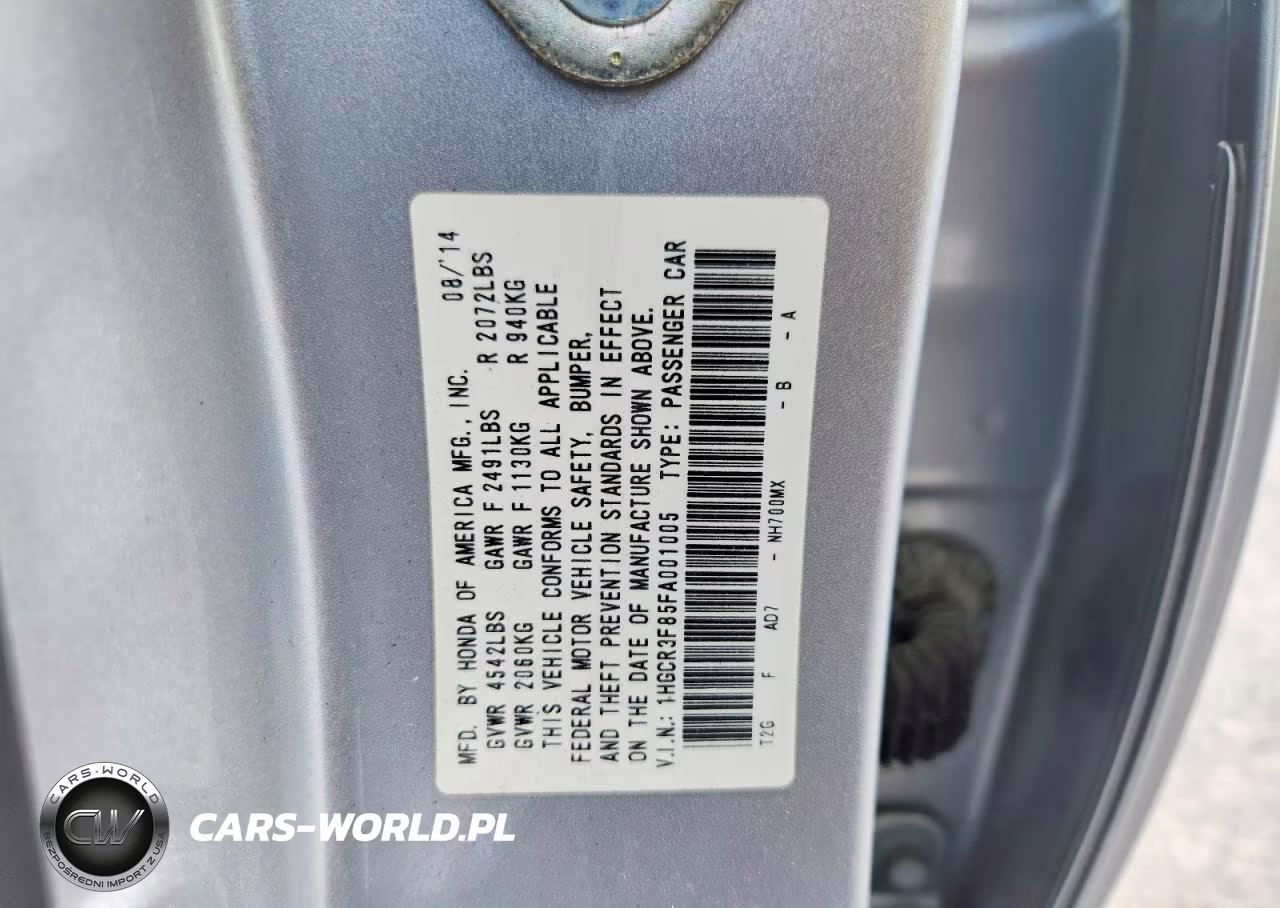 2015 Honda Accord Exl VIN:1HGCR3F85FA001005 - 12