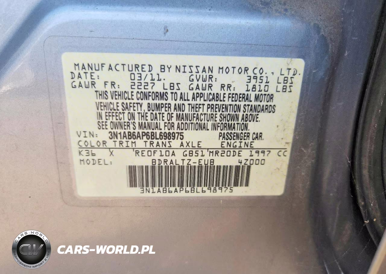 2011 Nissan Sentra 2.0 VIN:3N1AB6AP6BL698975 - 12