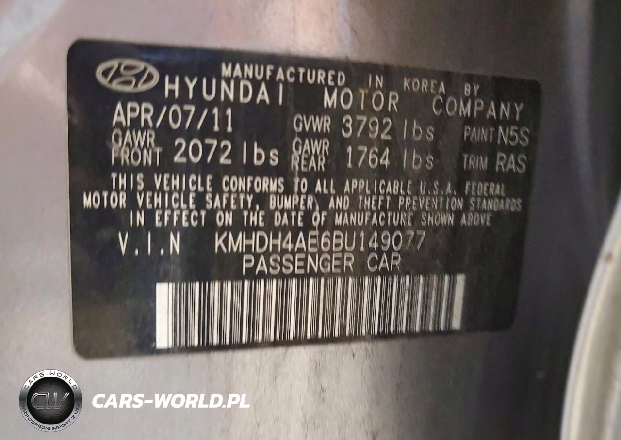 2011 Hyundai Elantra Gls VIN:KMHDH4AE6BU149077 - 12