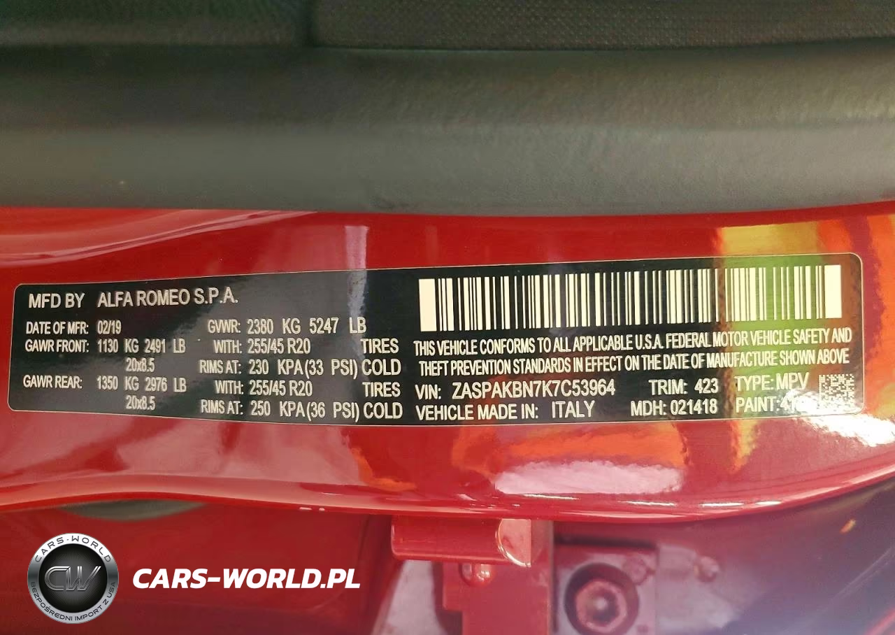 2019 Alfa Romeo Stelvio Ti VIN:ZASPAKBN7K7C53964 - 13