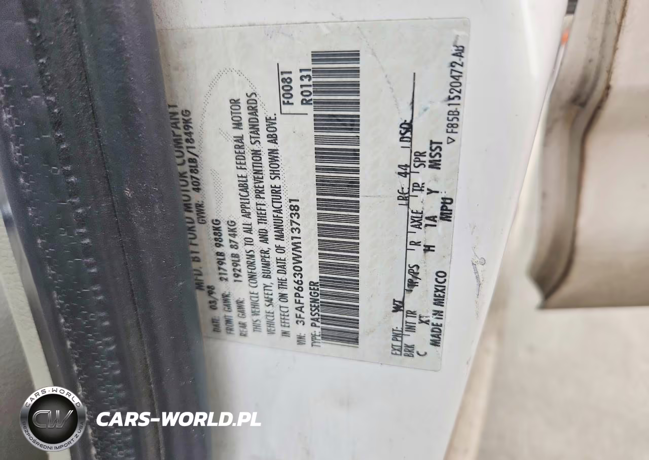 1998 Ford Contour Lx VIN:3FAFP6630WM137381 - 12