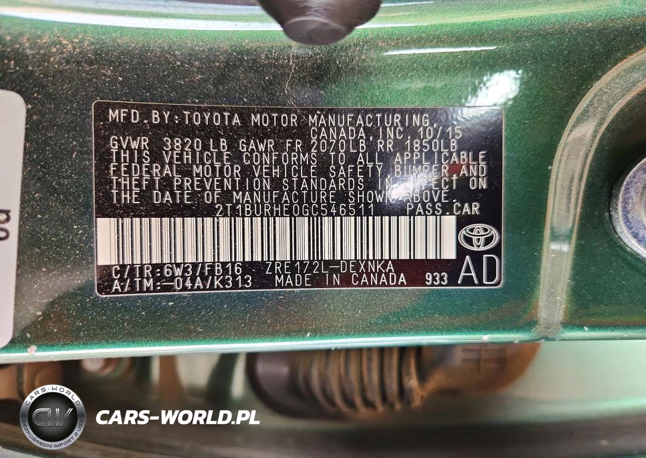 2016 Toyota Corolla Le VIN:2T1BURHE0GC546511 - 12