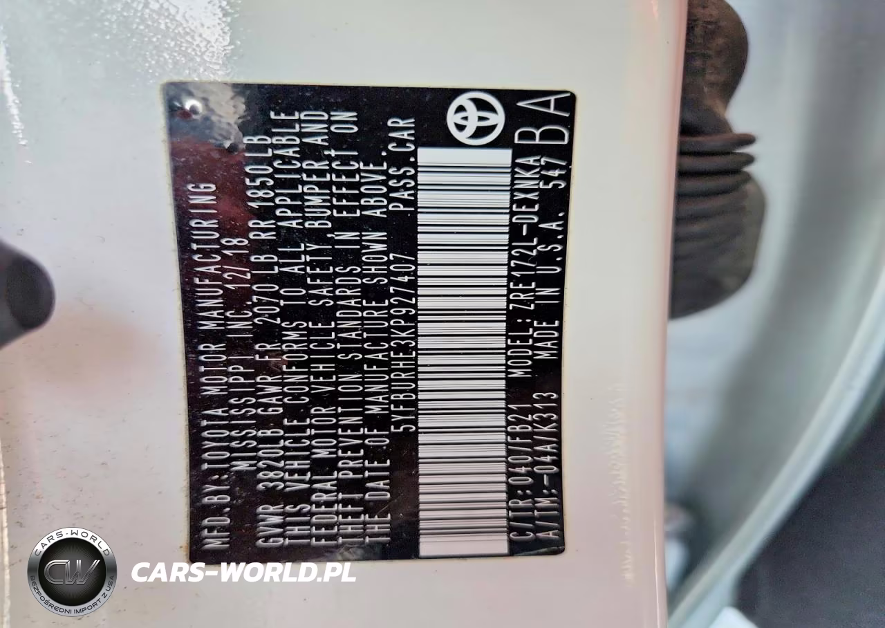 2019 Toyota Corolla Le VIN:5YFBURHE3KP927407 - 12