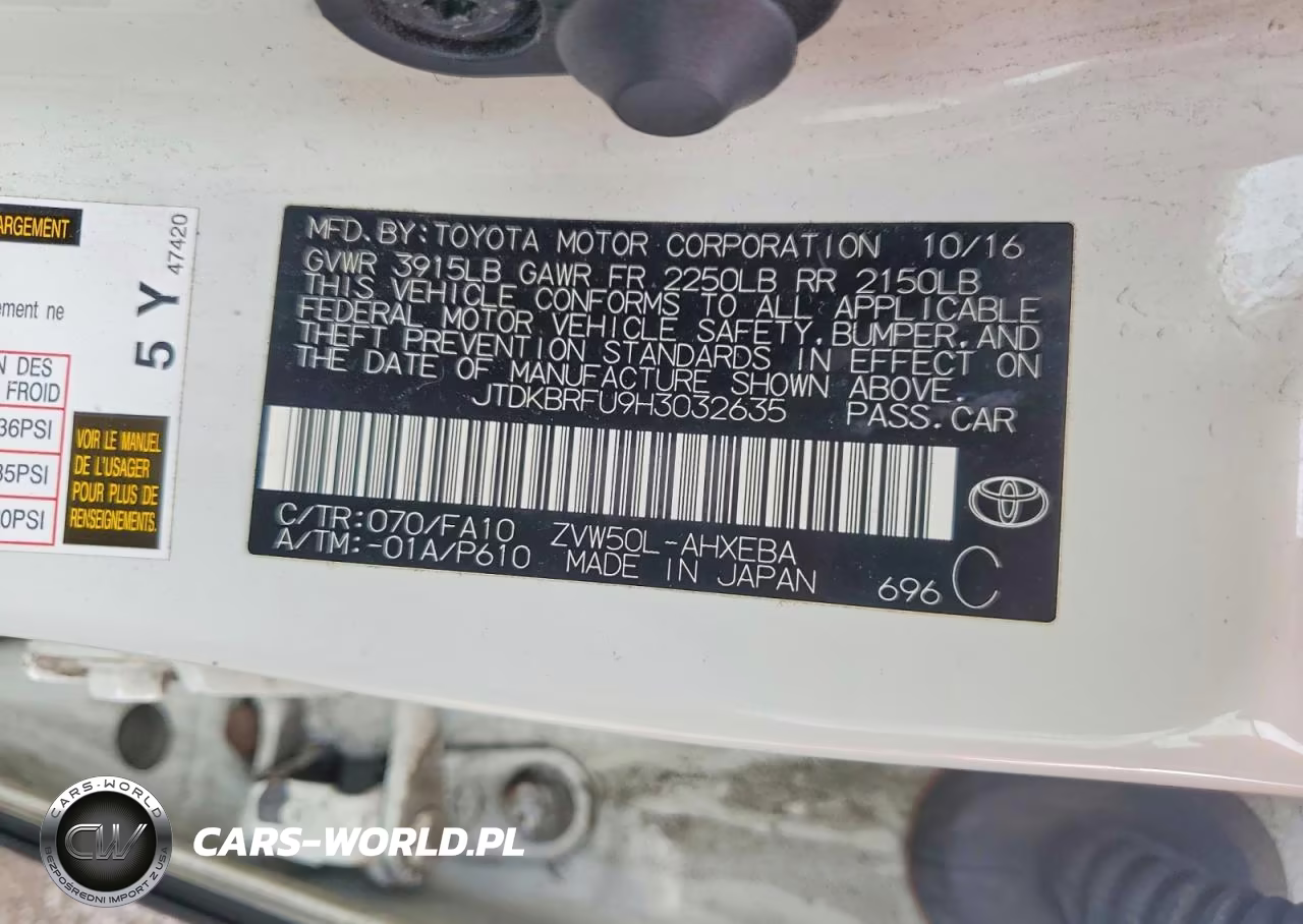 2017 Toyota Prius Two VIN:JTDKBRFU9H3032635 - 12